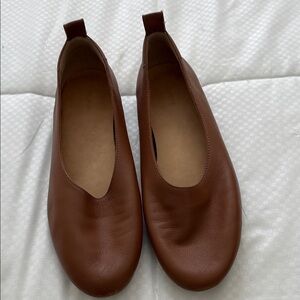 Quince Brown Leather Ballet Flats
